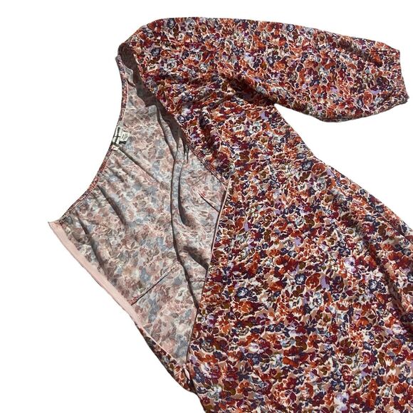 American Eagle One Shoulder Multicolor Floral Dress Size S Fit Flare Front Slit - Picture 7 of 7